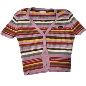 NWT KENDALL AND KYLIE SHORT SLEEVE MULTI COLORED STRIPED SWEATER